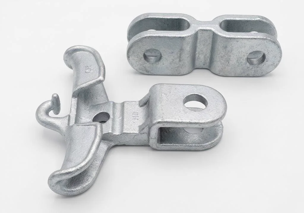 Galvanized power-line clevis and clamp fittings