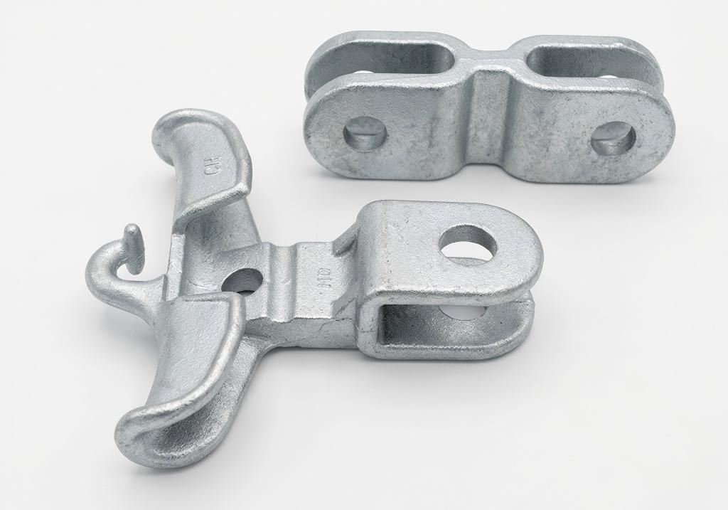 Galvanized power-line clevis and clamp fittings